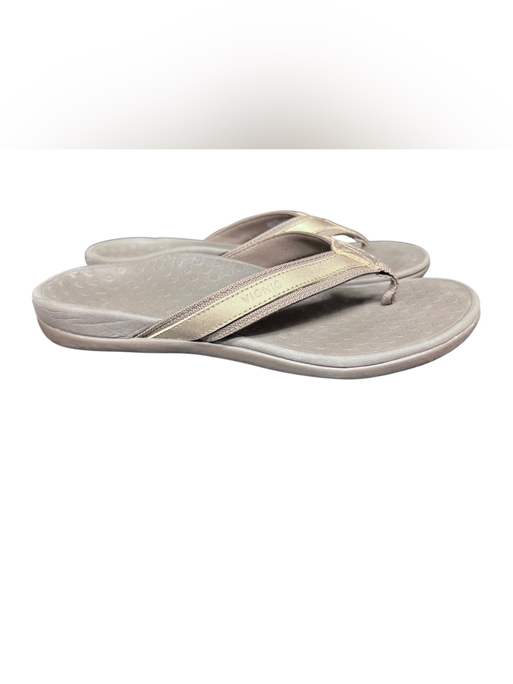 Vionic Tide II Flip Flops Women Size 9 Bronze Metallic Leather Orthotic Sandals